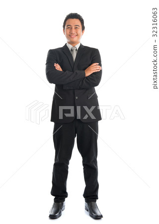 Full length Asian businessman arms folded Full length Asian businessman arms folded 32316063
