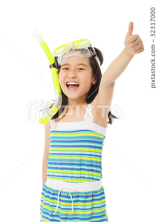 little girl wearing swimsuit