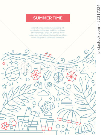 Summer Time - line design brochure poster template Summer Time - line design brochure poster template 32317324