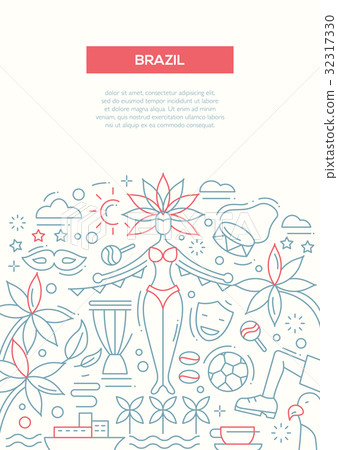 Brazil- line design brochure poster template A4 32317330