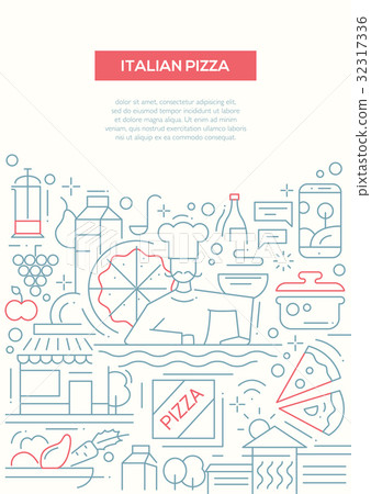 Italian Pizza - line design brochure poster 32317336