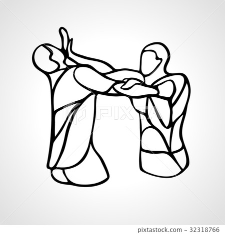 Krav maga silhouettes. Two abstract fighters Krav maga silhouettes. Two abstract fighters 32318766