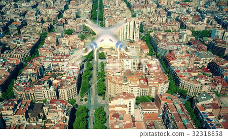 Aerial view of drone flying and filming above Aerial view of drone flying and filming above 32318858