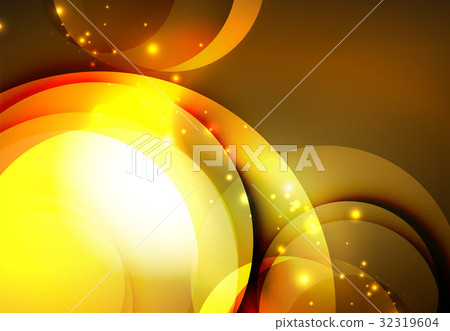Digital illustration, glowing waves and circles Digital illustration, glowing waves and circles 32319604
