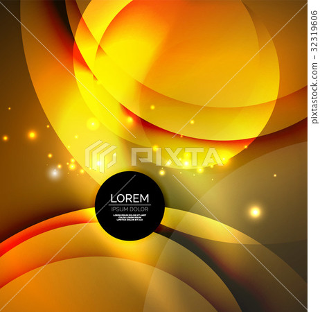 Digital illustration, glowing waves and circles 32319606