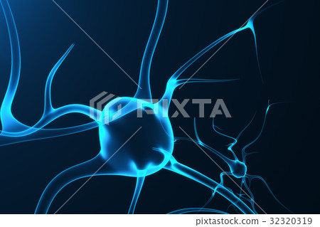Conceptual illustration of neuron cells with Conceptual illustration of neuron cells with 32320319