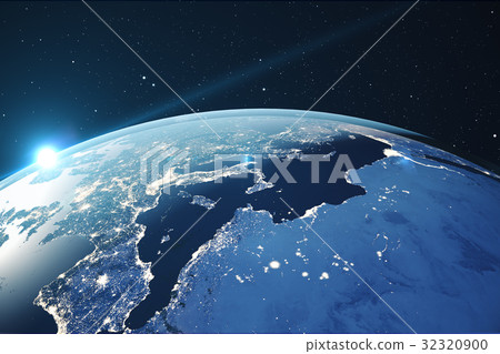 3D Rendering Planet earth from the space at night 32320900