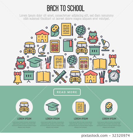 Back to school concept with thin line icons 32320974