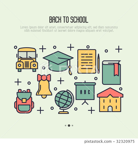 Back to school concept with thin line icons 32320975