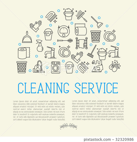 Cleaning service concept with thin line icons Cleaning service concept with thin line icons 32320986