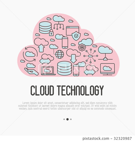 Cloud computing technology thin line icons - Stock Illustration ...