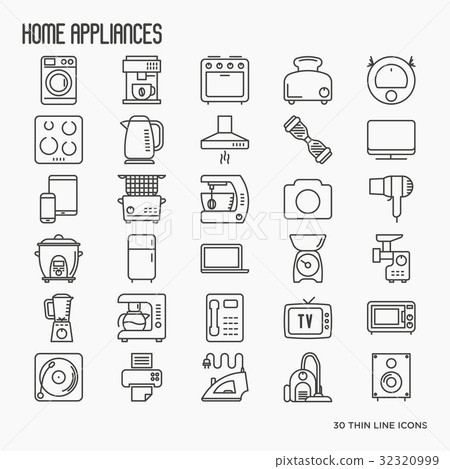 Home appliances thin line icons - Stock Illustration [32320999] - PIXTA