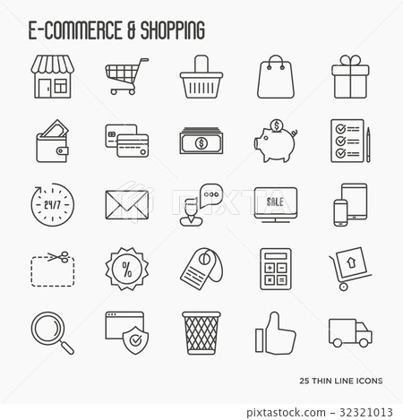 E-commerce, shopping thin line icons set E-commerce, shopping thin line icons set 32321013