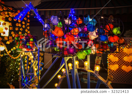 Colorful light on bicycle for Christmas Colorful light on bicycle for Christmas 32321413