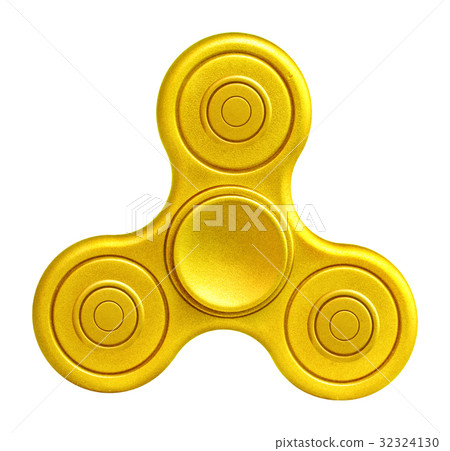 Golden fidget spinner on white background. Golden fidget spinner on white background. 32324130