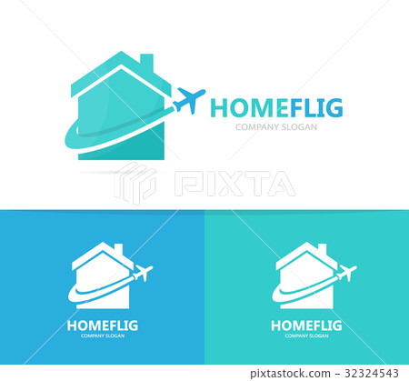real estate and plane logo combination. House and 32324543