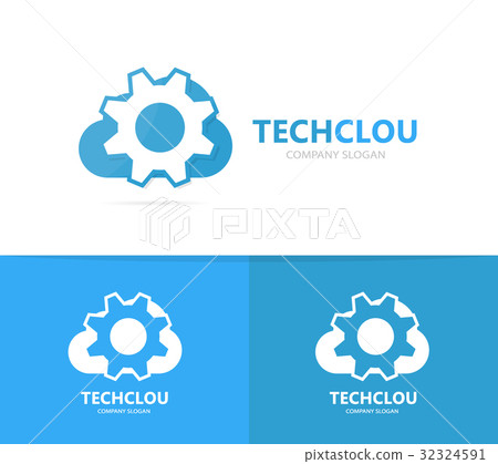 gear and cloud logo combination. Mechanic and gear and cloud logo combination. Mechanic and 32324591