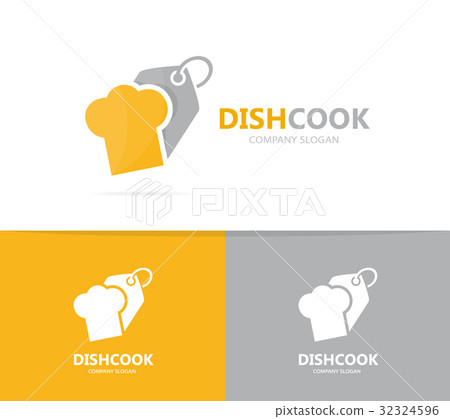 chef hat and tag logo combination. Kitchen and 32324596