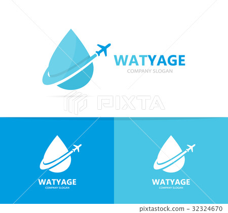 oil and airplane logo combination. Drop and travel 32324670