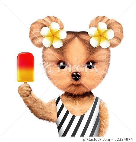 Funny animal in bikini holding ice cream 32324974