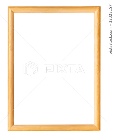 yellow wooden simole narrow picture frame isolated 32325157