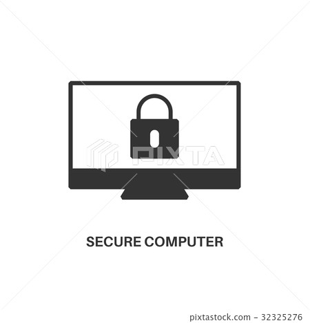 Secure computer icon Secure computer icon 32325276