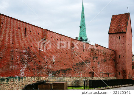 restored section of Riga Old City Walls in autumn 32325541