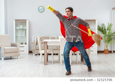 Super hero cleaner working at home 32325706