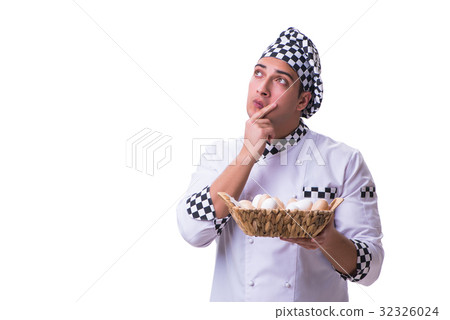 Chef with a basket of eggs 32326024