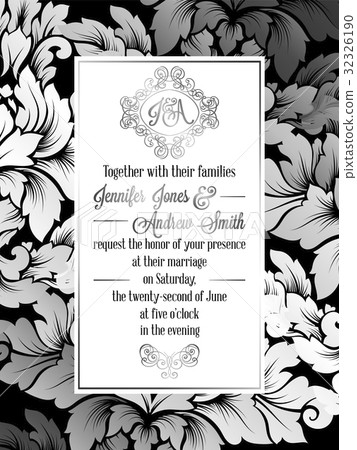 Vintage baroque style wedding invitation card 32326190