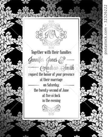 Vintage baroque style wedding invitation card 32326222