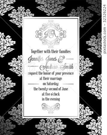 Vintage baroque style wedding invitation card 32326224