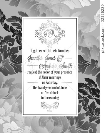 Vintage baroque style wedding invitation card 32326229