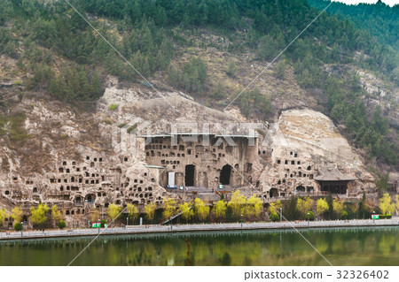 View of Grottoes on West Hill in Longmen Caves 32326402