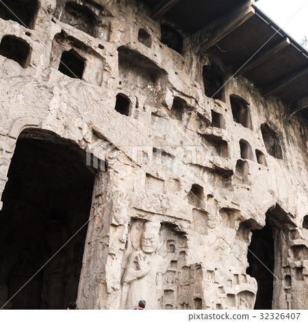 carved wall of hall in caves of West Hill 32326407