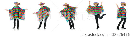 Funny young mexican with false moustache isolated Funny young mexican with false moustache isolated 32326436