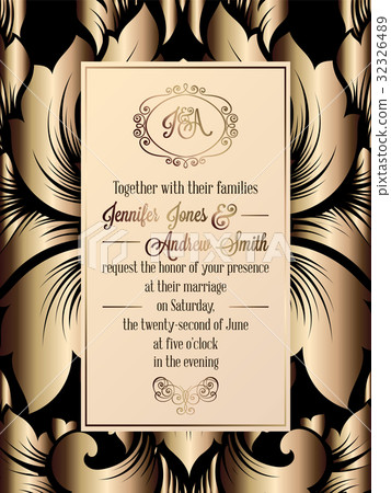 Vintage baroque style wedding invitation card 32326489