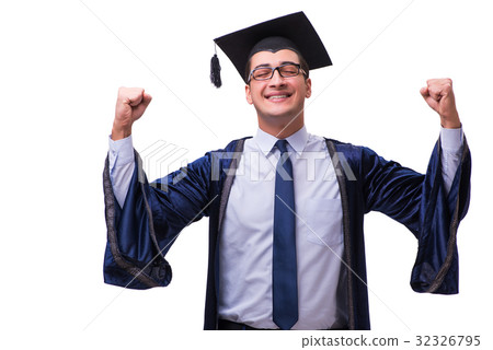 Young man student graduating isolated on white Young man student graduating isolated on white 32326795