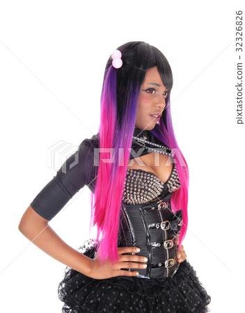 Steampunk woman in profile. 32326826