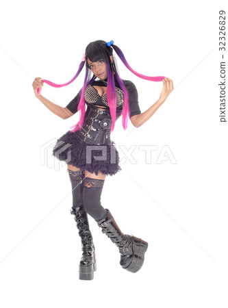 Steam punk woman in full body. 32326829