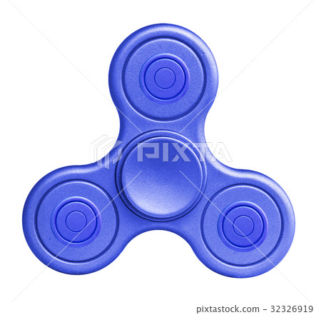 Blue fidget spinner on white background. Blue fidget spinner on white background. 32326919