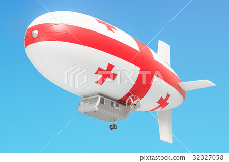 Airship or dirigible balloon with Georgian flag 32327058