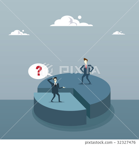 Two Business Men On Pie Diagram Getting Inequality 32327476