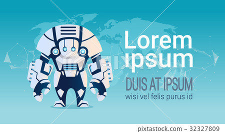 Modern Robot Over World Map Artificial Modern Robot Over World Map Artificial 32327809