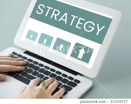 Hands working on laptop network graphic overlay Hands working on laptop network graphic overlay 32329737