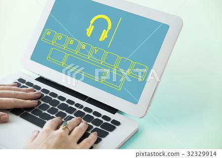 Music media headphones keyboard graphic Music media headphones keyboard graphic 32329914