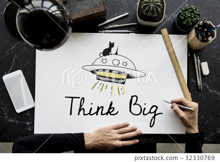 Think big creative design with ufo illustration 32330769