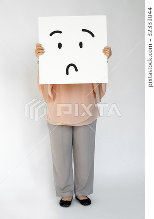 Illustration of confuse stunned face on banner 32331044