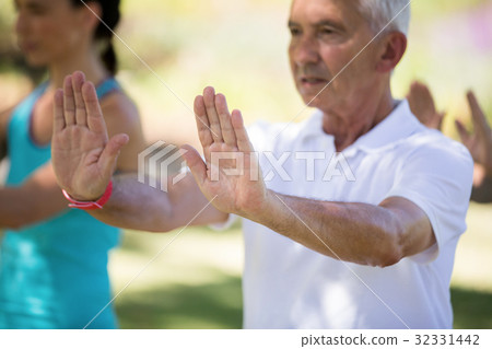 Senior man exercising in the park 32331442