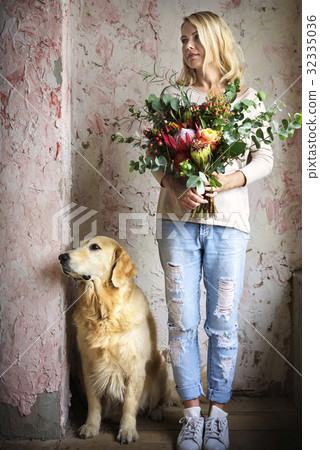 Woman Hands Holding Beautiful Flowers Bouquet Woman Hands Holding Beautiful Flowers Bouquet 32335036